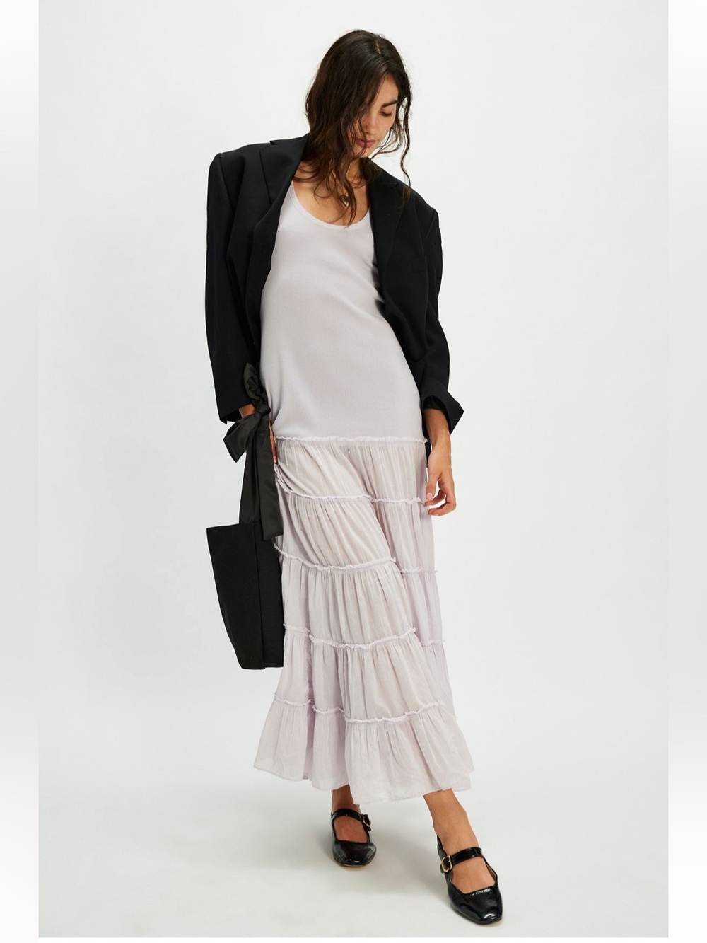Free people Sleeveless Tiered Maxi tank Dress in Light Lavender